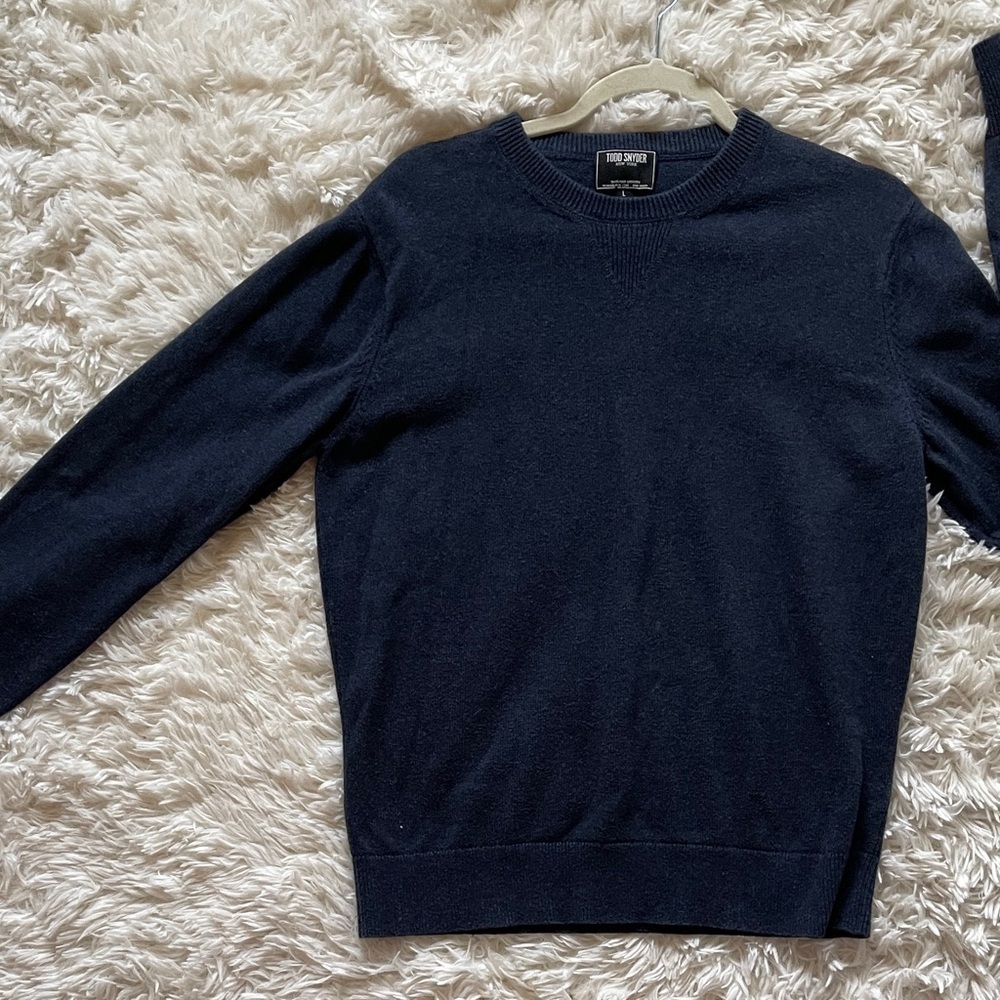 Todd Snyder Men’s Dark Gray Sweater Cashmere Cotton Crewneck Minimalist Large - Picture 7 of 7